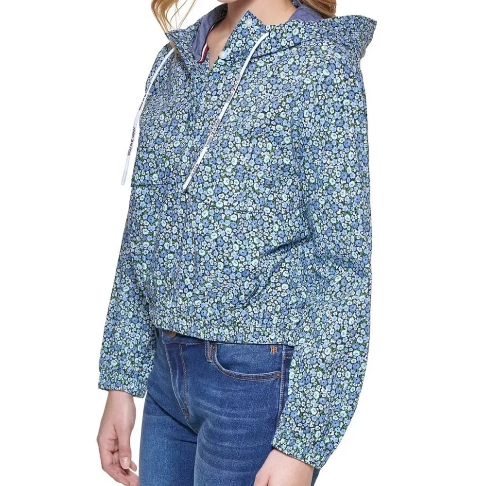 Tommy Hilfiger Womens Cotton Printed Cropped Floral Hoodie BHFO 6442